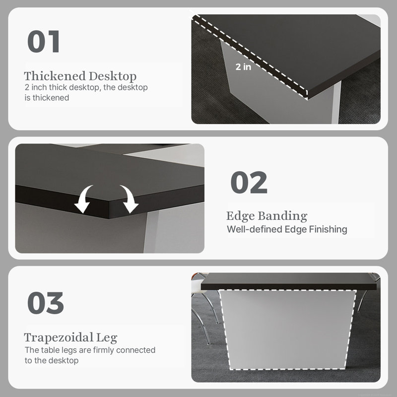 Inbox Zero Modern Ergonomic Conference Table - Spacious, Durable